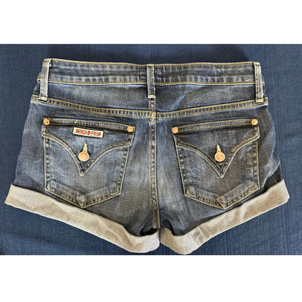 Hudson Hampton Cuffed Denim Shorts Size 25 Blue Low Rise W617DGC Y2K Aesthetic